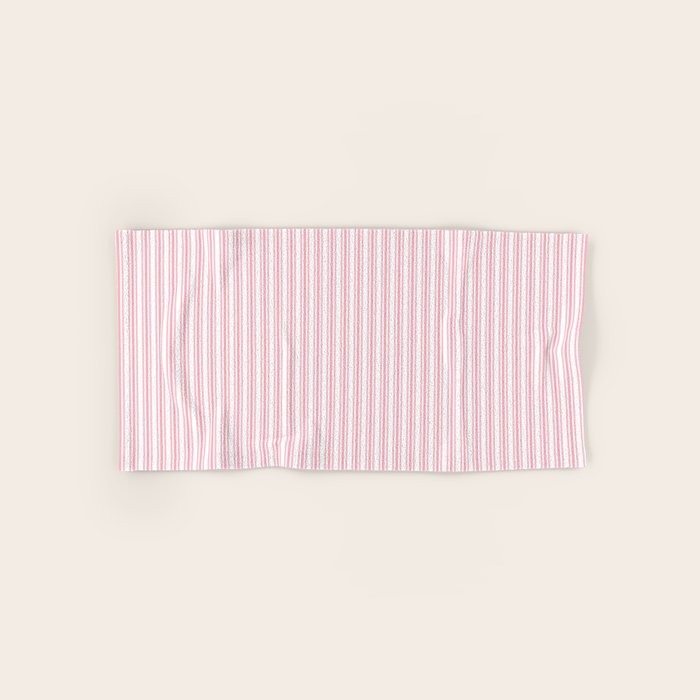 Classic Small Pink Petal French Mattress Ticking Double Stripes Bath Towel Gallery Image 1
