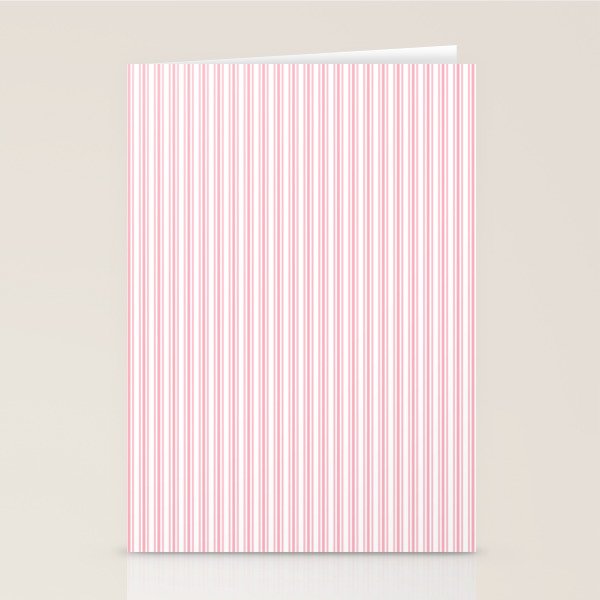 Classic Small Pink Petal French Mattress Ticking Double Stripes Stationery Card Gallery Image 1