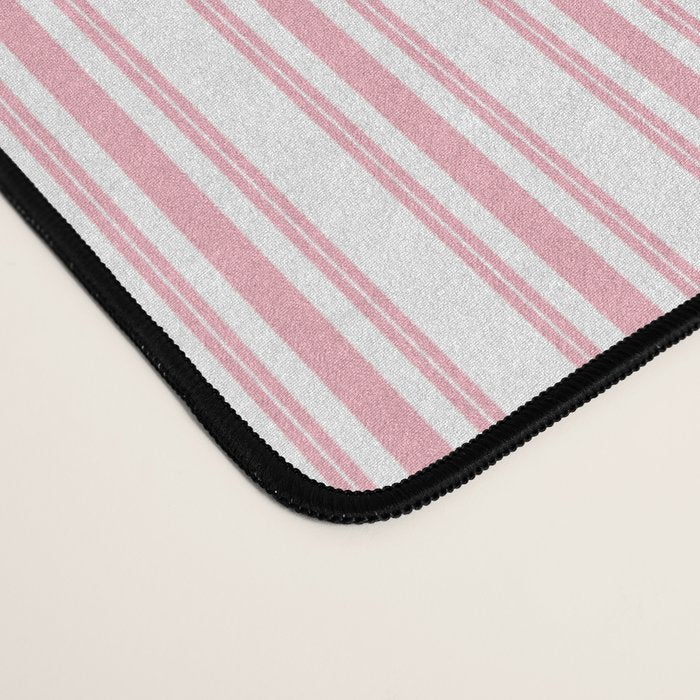 Classic Small Pink Petal French Mattress Ticking Double Stripes Desk Mat Gallery Image 4
