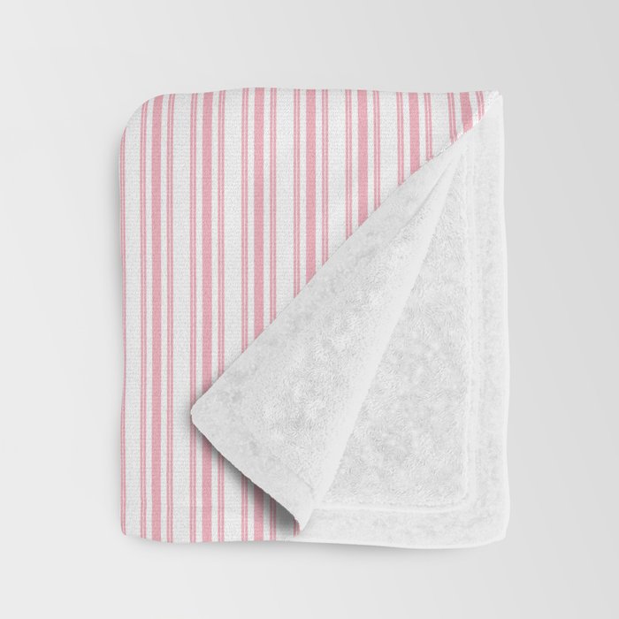 Classic Small Pink Petal French Mattress Ticking Double Stripes Throw Blanket Gallery Image 3