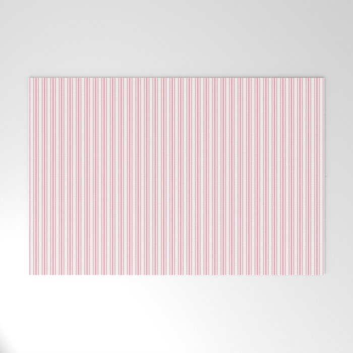 Classic Small Pink Petal French Mattress Ticking Double Stripes Welcome Mat Gallery Image 1