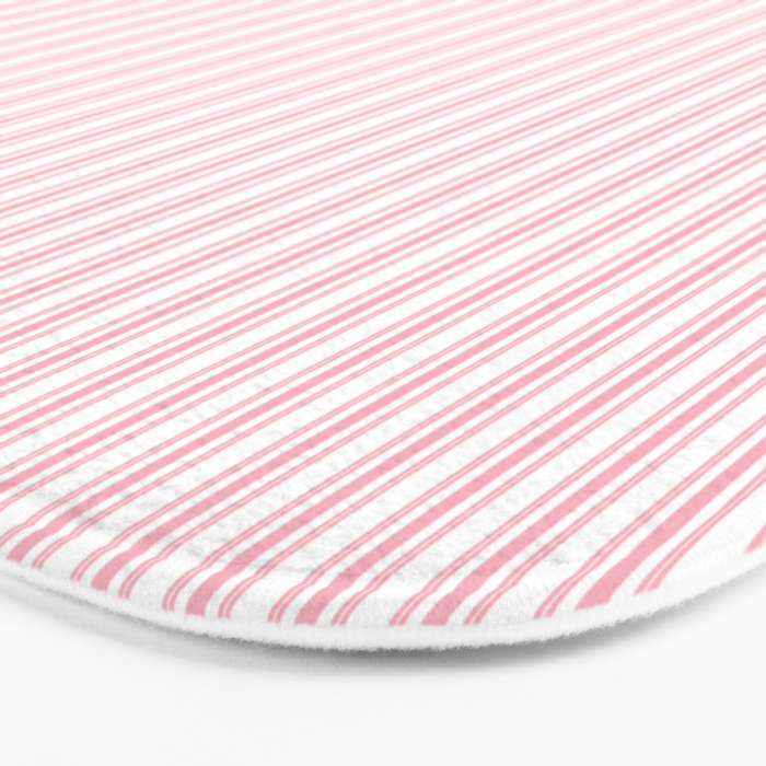 Classic Small Pink Petal French Mattress Ticking Double Stripes Bath Mat Gallery Image 3