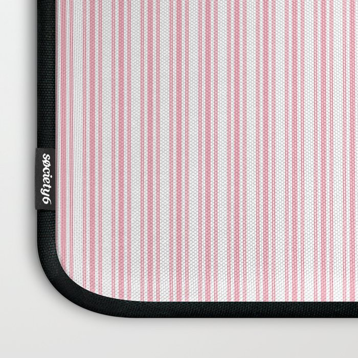 Classic Small Pink Petal French Mattress Ticking Double Stripes Laptop Sleeve Gallery Image 3