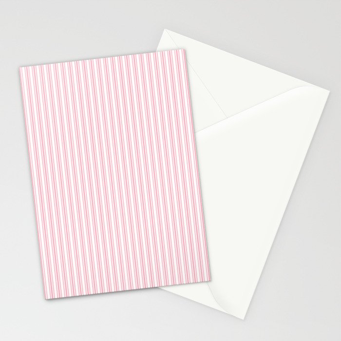 Classic Small Pink Petal French Mattress Ticking Double Stripes Stationery Card Gallery Image 2