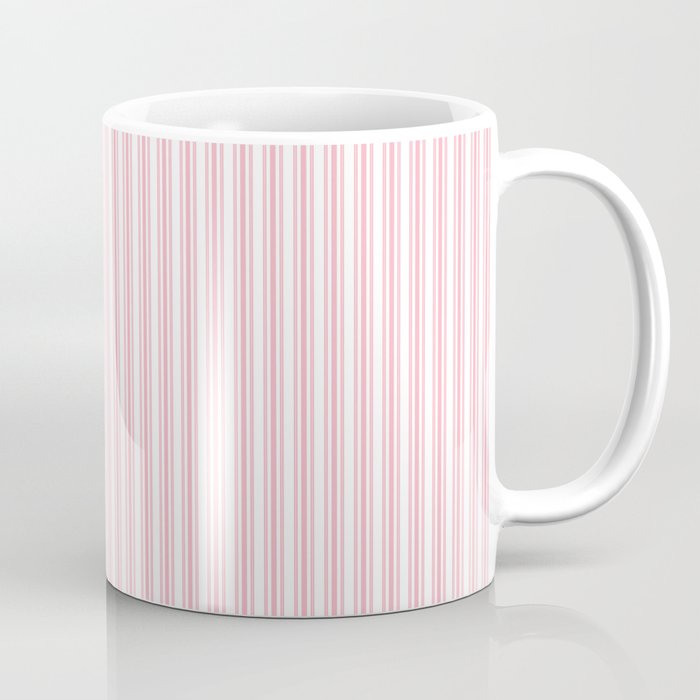 Classic Small Pink Petal French Mattress Ticking Double Stripes Coffee Mug Gallery Image 1
