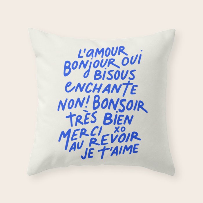 French Words Throw Pillow Gallery Image 6