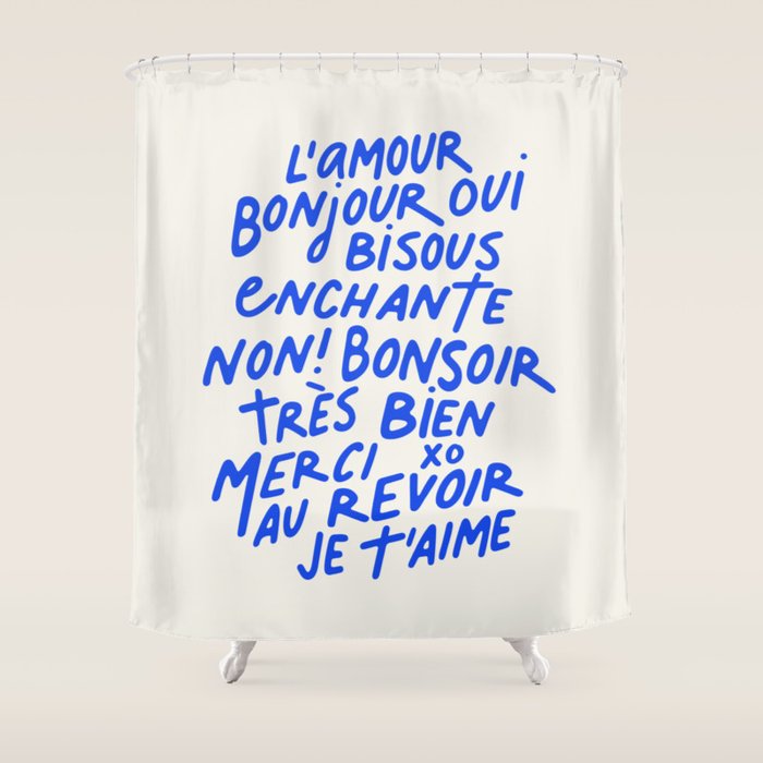 French Words Shower Curtain Gallery Image 1