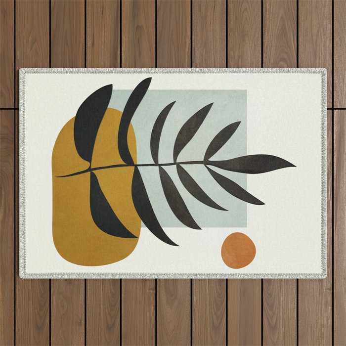 Soft Abstract Large Leaf Outdoor Rug Gallery Image 1