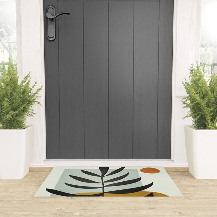 Soft Abstract Large Leaf Welcome Mat Gallery Image 3