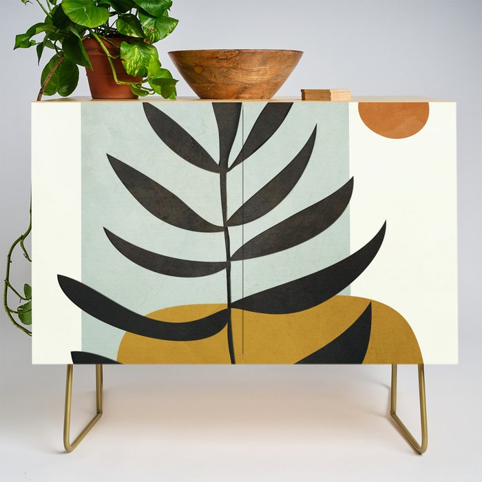 Soft Abstract Large Leaf Credenza Gallery Image 1