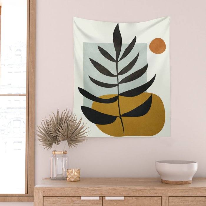 Soft Abstract Large Leaf Wall Tapestry Gallery Image 2