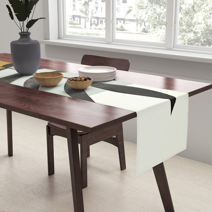 Soft Abstract Large Leaf Table Runner Gallery Image 2