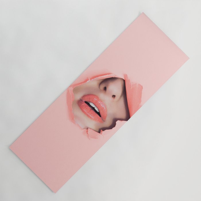 Her lips - coral Yoga Mat Gallery Image 1