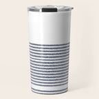 Organic Stripes in Navy Blue and White Travel Mug Gallery Image 1