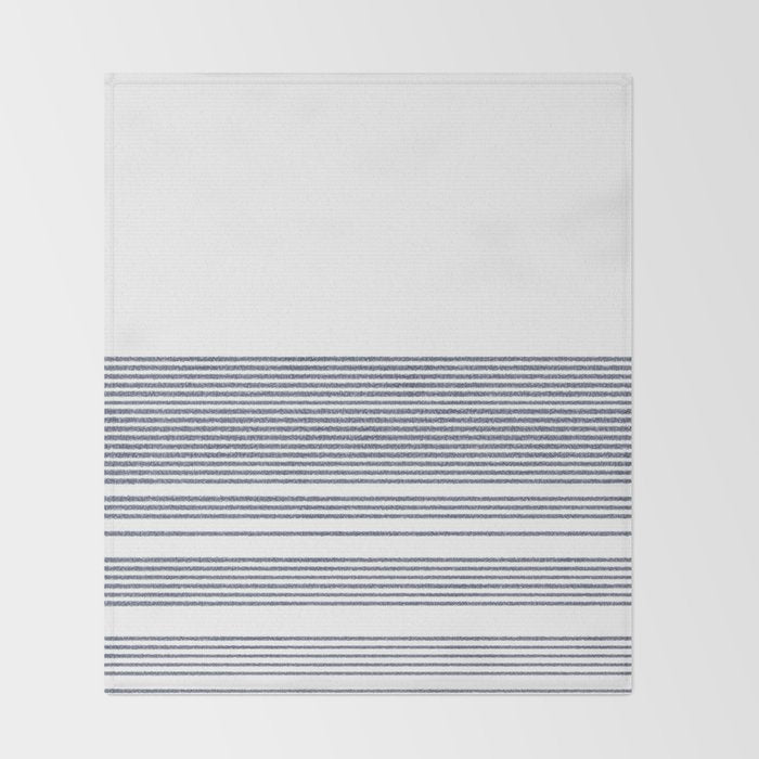 Organic Stripes in Navy Blue and White Throw Blanket Gallery Image 2