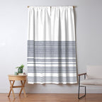 Organic Stripes in Navy Blue and White Window Curtain Gallery Image 5
