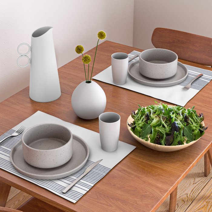 Organic Stripes in Navy Blue and White Placemat Gallery Image 2
