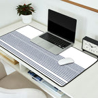 Organic Stripes in Navy Blue and White Desk Mat Gallery Image 2
