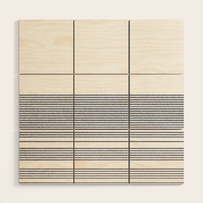 Organic Stripes in Navy Blue and White Wood Wall Art Gallery Image 1
