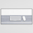 Organic Stripes in Navy Blue and White Desk Mat Gallery Image 1