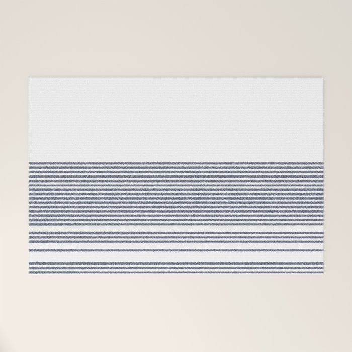 Organic Stripes in Navy Blue and White Welcome Mat Gallery Image 1