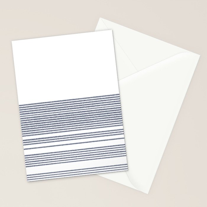 Organic Stripes in Navy Blue and White Stationery Card Gallery Image 2