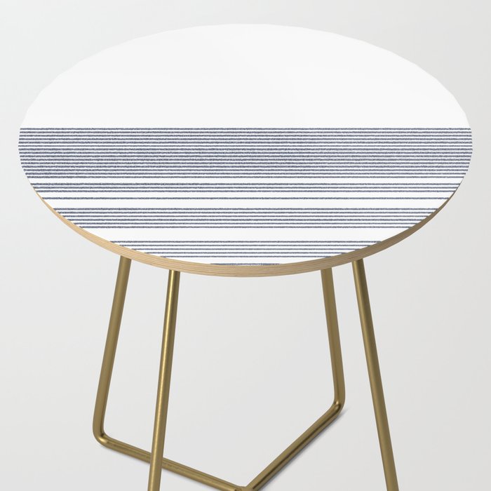 Organic Stripes in Navy Blue and White Side Table Gallery Image 2