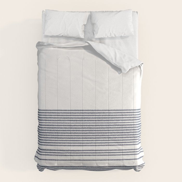 Organic Stripes in Navy Blue and White Comforter Gallery Image 1