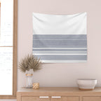 Organic Stripes in Navy Blue and White Wall Tapestry Gallery Image 2