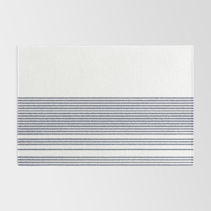 Organic Stripes in Navy Blue and White Rug Gallery Image 2