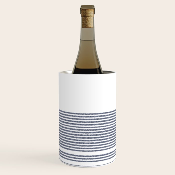 Organic Stripes in Navy Blue and White Wine Chiller Gallery Image 2