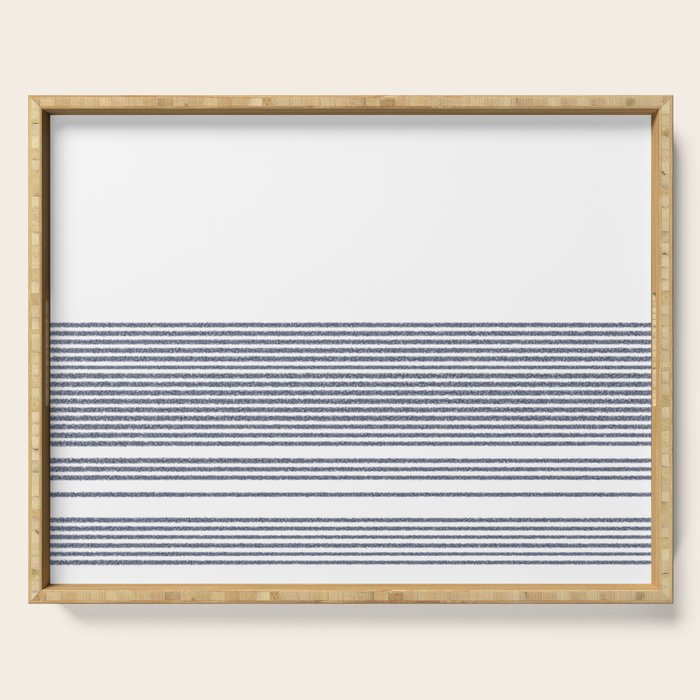 Organic Stripes in Navy Blue and White Serving Tray Gallery Image 1