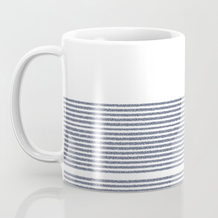 Organic Stripes in Navy Blue and White Coffee Mug Gallery Image 3