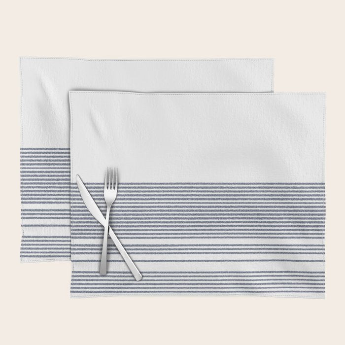 Organic Stripes in Navy Blue and White Placemat Gallery Image 1