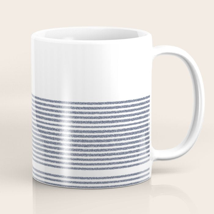 Organic Stripes in Navy Blue and White Coffee Mug Gallery Image 1