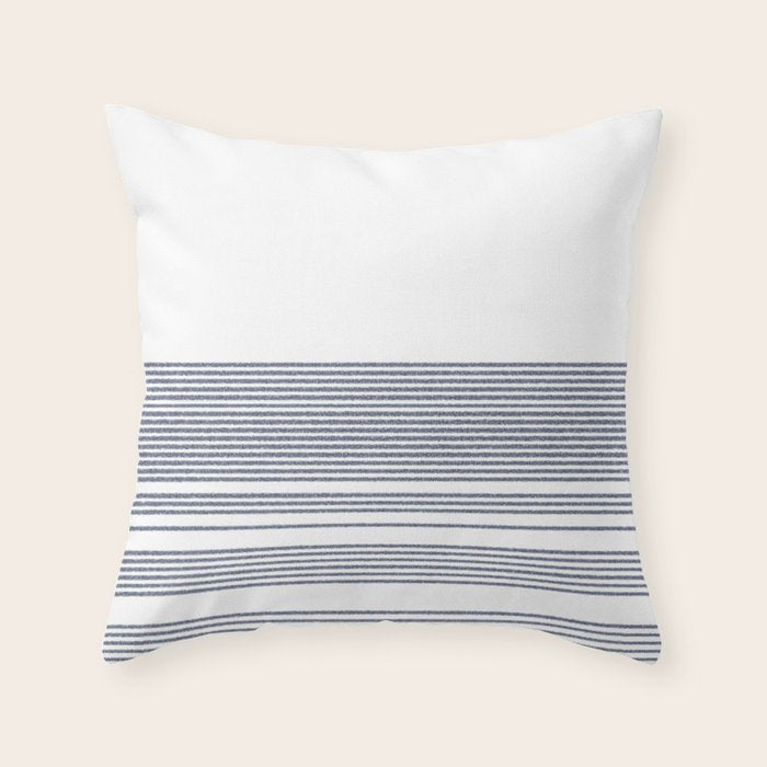 Organic Stripes in Navy Blue and White Throw Pillow Gallery Image 1