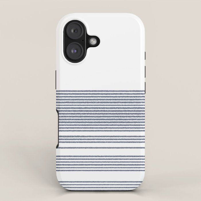 Organic Stripes in Navy Blue and White iPhone Case Gallery Image 1