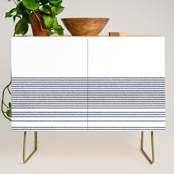 Organic Stripes in Navy Blue and White Credenza Gallery Image 1