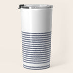 Organic Stripes in Navy Blue and White Travel Mug Gallery Image 3