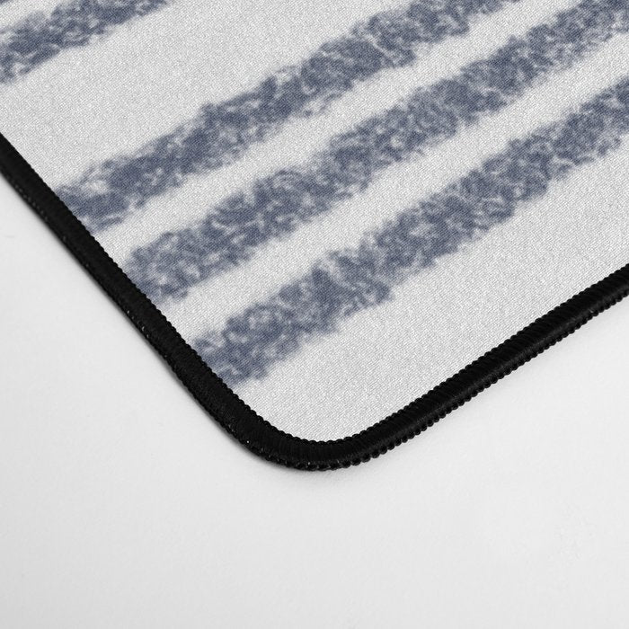 Organic Stripes in Navy Blue and White Desk Mat Gallery Image 4