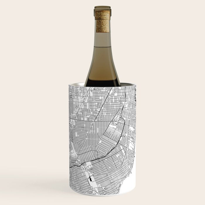 Detroit White Map Wine Chiller Gallery Image 1