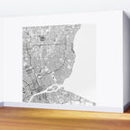 Detroit White Map Wall Mural Gallery Image 2