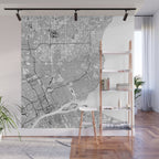 Detroit White Map Wall Mural Gallery Image 1
