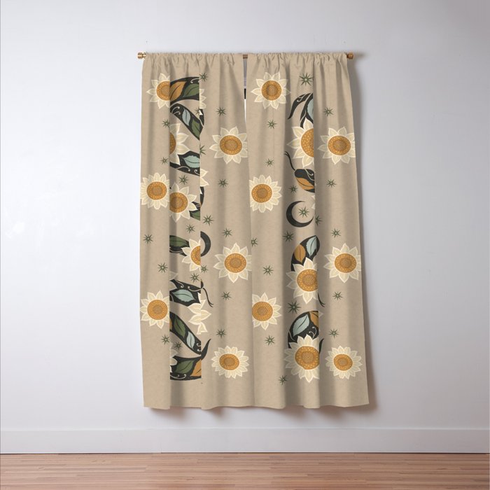 Snake and Sunflowers - Harvest Colors Window Curtain Gallery Image 3