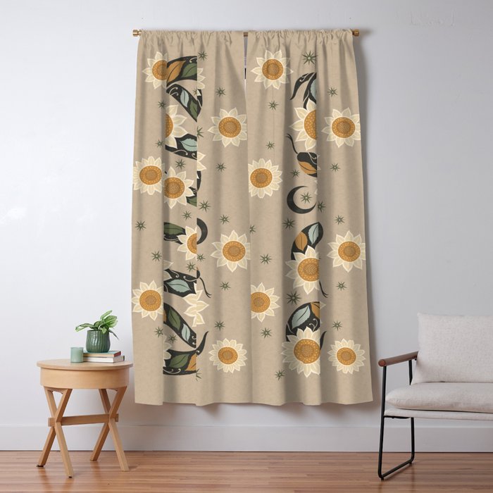 Snake and Sunflowers - Harvest Colors Window Curtain Gallery Image 1