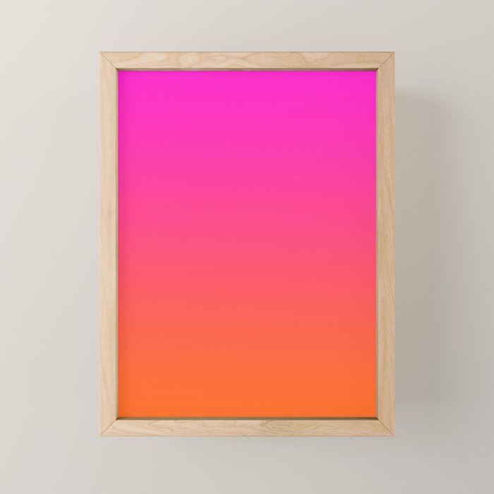 Hot Magenta Pink and Orange Trendy Ombre Mini Art Print Gallery Image 1