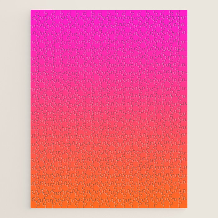 Hot Magenta Pink and Orange Trendy Ombre Jigsaw Puzzle Gallery Image 1