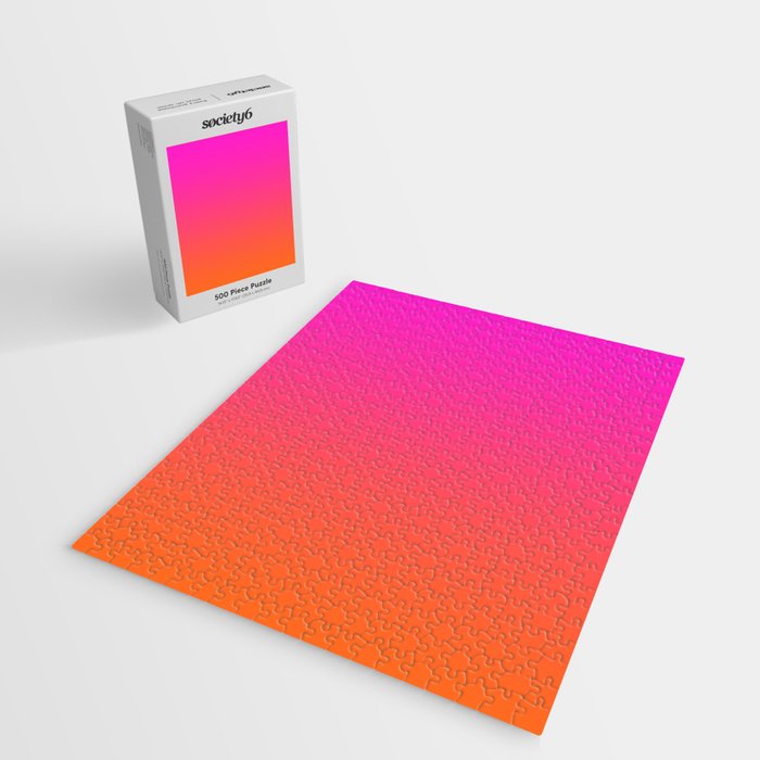 Hot Magenta Pink and Orange Trendy Ombre Jigsaw Puzzle Gallery Image 2