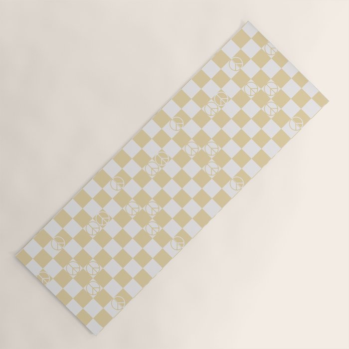 Checkered Peace Sign (Sand Color) Yoga Mat Gallery Image 1