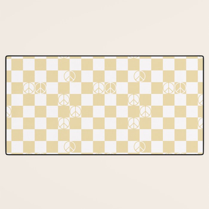 Checkered Peace Sign (Sand Color) Desk Mat Gallery Image 3